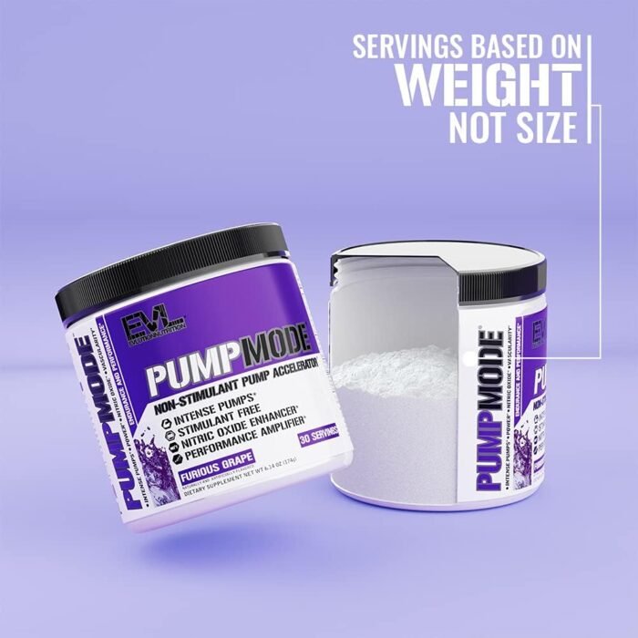 EVL PumpMode Nitric Oxide Supplement - Nitric Oxide Booster Pump Pre Workout Powder with Glycerol and Betaine for Muscle Recovery Growth and Endurance - Stim Free Pre Workout Drink (Furious Grape) - Image 5