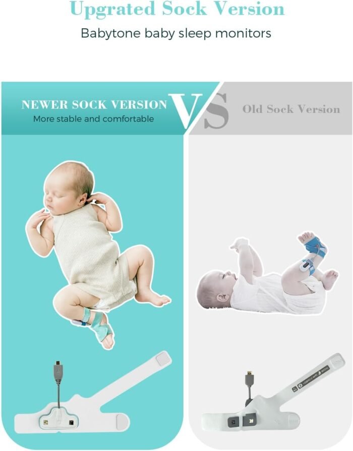 Babytone Baby Sleep Sock Monitor, Tracking Heart Rate and Movement for Infant, Wearable Foot Monitor Smart Sock with Bluetooth and APP, for 0-36 Months Newborn - Image 8