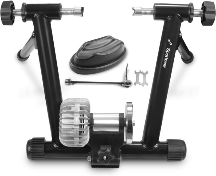 Sportneer Bike Trainer - Fluid Stationary Bike Stand for 26-29" & 700C Wheels - Auto Resistance Control Bike Trainer Stand for Indoor Riding with Noise Reduction Wheel for Road Bikes - Image 7