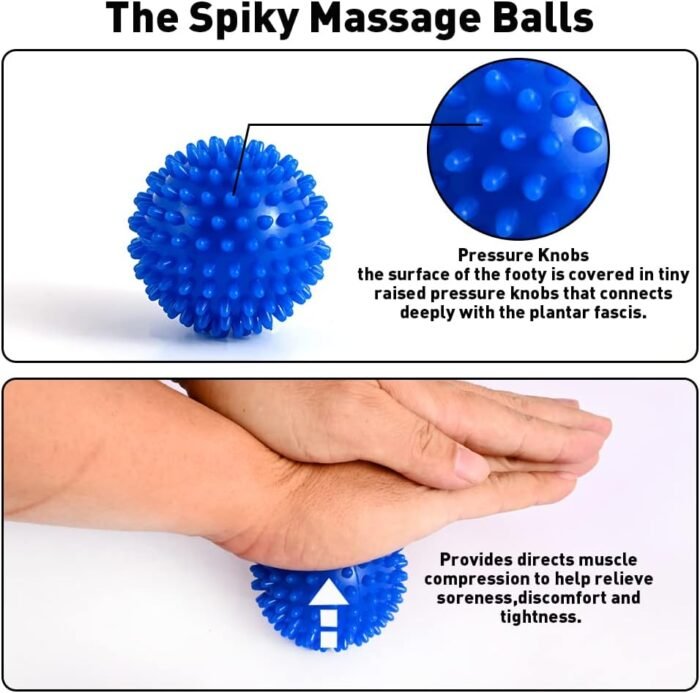 2PCS Spiky Hard Massage Balls with Manual Massage Ball, Roller Back Massager Great for Relax, Deep Tissue Massage Tool to Relief Full Body, Sore Muscle, Neck, Shoulders, Feet, Joint Pain, Stiffness - Image 4