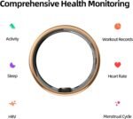 Smart Ring for Women&Men-Activity/Sleep/Heart Rate/HRV/Stress/Women's Health Tracker-IP68 Waterproof/Wearable-No Subscription Fee Required-Compatible with iPhone &Android (Gold, 11) - Image 4