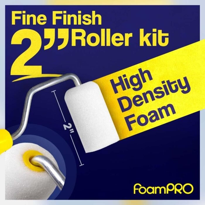 Foampro 2” Fine Finish Paint Roller Kit | 1 Plastic Paint Tray, 1 Roller Handle, 10 Foam Rollers | Mini Foam Roller Kit w/Roller Pan | Home Painting Supplies & Paint Tools, 162 (162KIT) - Image 3