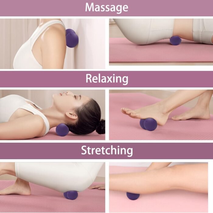 Peanut Massage Ball,Double Lacrosse Ball for Neck and Back,Medium Density Myofascial Release Massager Ball for Deep-Tissue Massage Muscle Knots Yoga Therapy(Purple) - Image 5