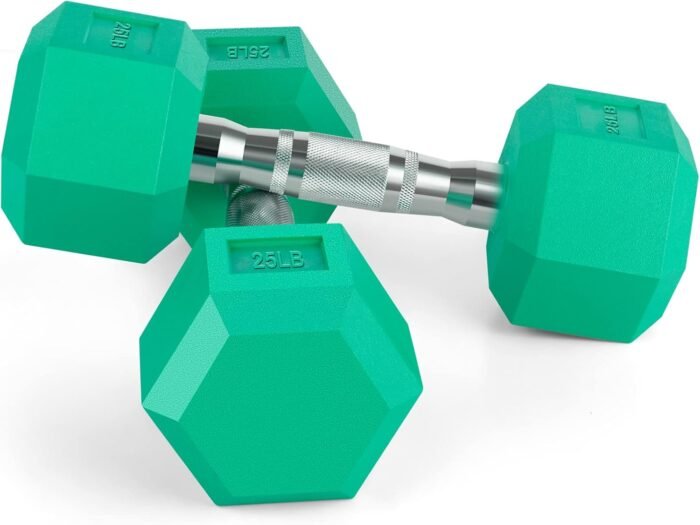 Portzon 8 Colors Options Compatible with Set of 2 Rubber Dumbbell Weight, 5-50 LB, Anti-Slip, Anti-roll, Hex Shape - Image 2