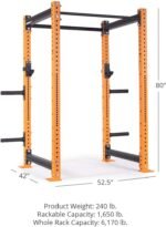 Titan Fitness X-3 Series 80" Orange Bolt-Down Power Rack, 36" Depth, Rackable 1650 LB Cage, 1.25" and 2" Pull Up Bars, Standard J-Hooks, Weight Plate Holders, Weightlifting and Strength Training - Image 9