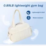 Puffer Gym Bag for Women, Travel Duffle Bag for Airplanes with Wet Pocket, Small Weekender Bags for Women, Carry on Workout Overnight Duffel Bag for Hospital, Sport, Yoga, White - Image 4