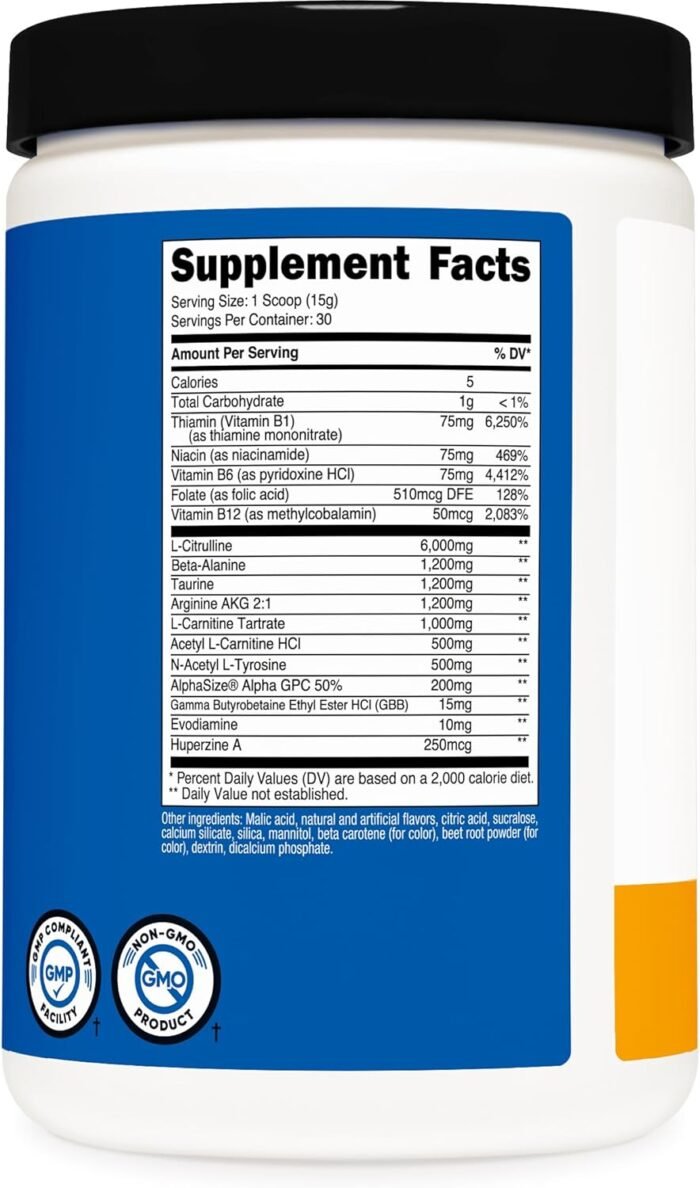 Nutricost Stim-Free Pre-Workout, 30 Servings (Peach Mango) - Caffeine Free, Stimulant Free, Non-GMO, Gluten Free - Image 6