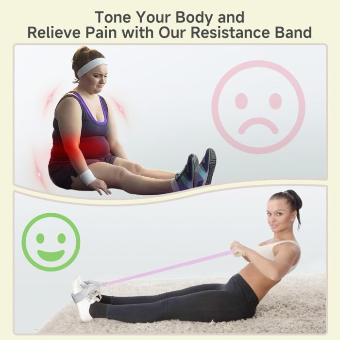 Fabric Resistance Band with Handles, 120lb Full-Body Excercise Band, Non-Slip Elastic Bands for Strength Muscle Training, Stretch Band Workout Equipment for Leg Arm Chest Core Wrist Ankle - Image 8