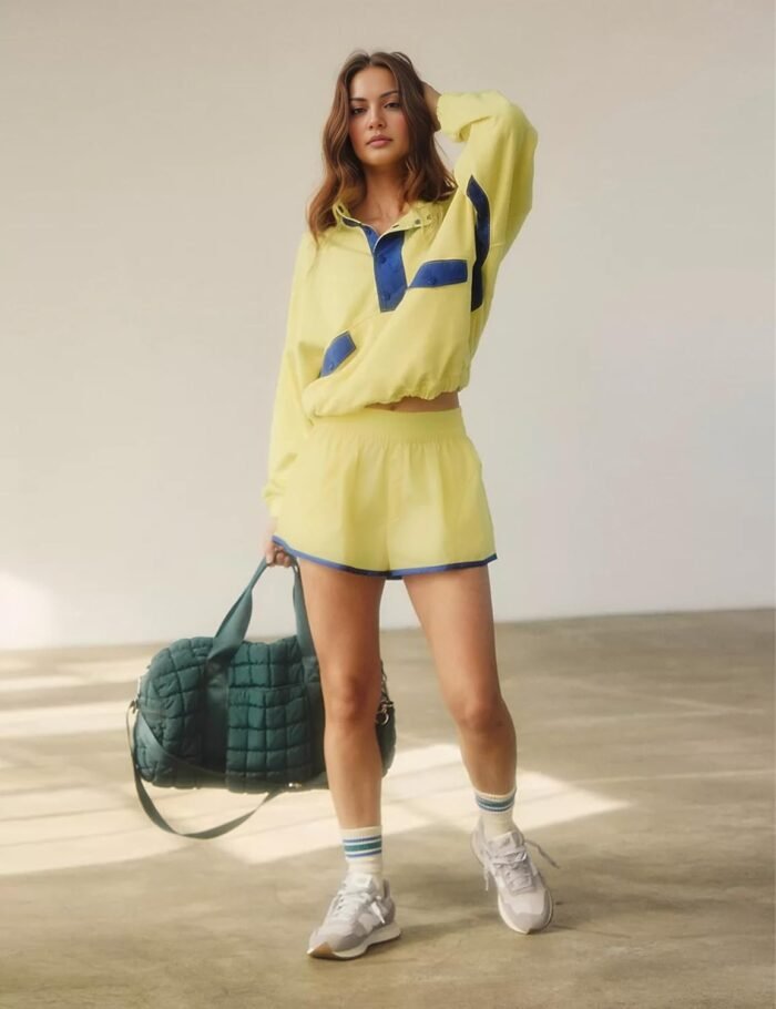 Women's Two Piece Short Sets Summer Lounge Sweatsuits Long Sleeve Outfits Travel Tracksuit with Pocket - Image 5