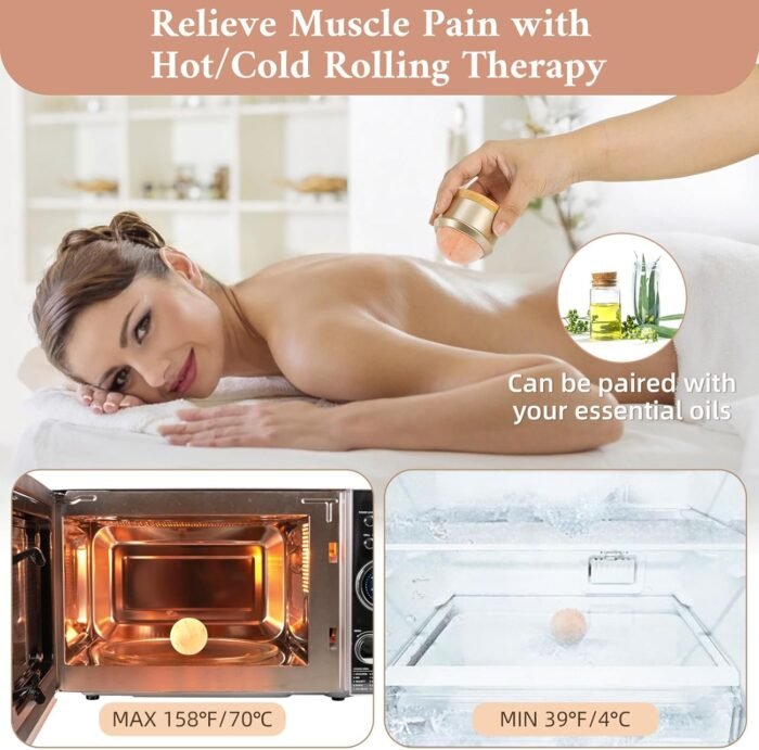 Natural Himalayan Salt Massage Rollerball, Round Manual Roller, Stress Relief Massage Oil Roller Ball, Revitalize for Neck, Back, Arm, Shoulder, Thigh, Calf & Full Body for Pain Relief - Image 4