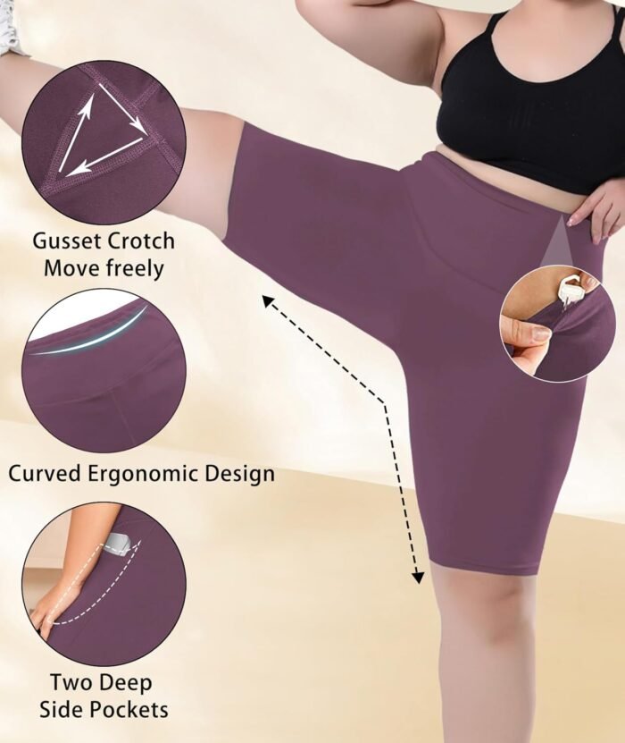LALAGEN Women Plus Size Biker Shorts with Pockets - Tummy Control Gym Workout Running Yoga Volleyball Athletic Shorts - Image 5