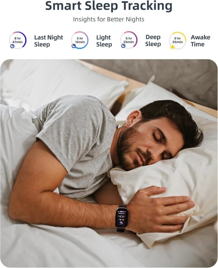 Parsonver Fitness Tracker with Step Counter/Calories/Stopwatch, Health Activity Tracker with Heart Rate Sleep Monitor, IP68 Waterproof Smart Watch 110+ Sport Modes Pedometer Watch for Women Men, Black - Image 5