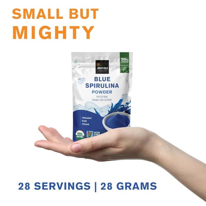 USDA Organic Blue Spirulina Powder (Phycocyanin Extract), No Fishy Smell, 100% Vegan Protein from Blue-Green Algae, 28 Servings, Natural Food Coloring for Smoothies, Baking & Drinks (1 Ounce) - Image 4