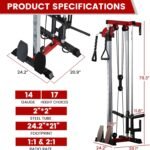 Wall Mounted Cable Station, Multi-Functional Upper Body Weight Machine, LAT Pulldown with 17 Positions Dual Pulley System, Space Efficient Home Gym Equipment - Image 6