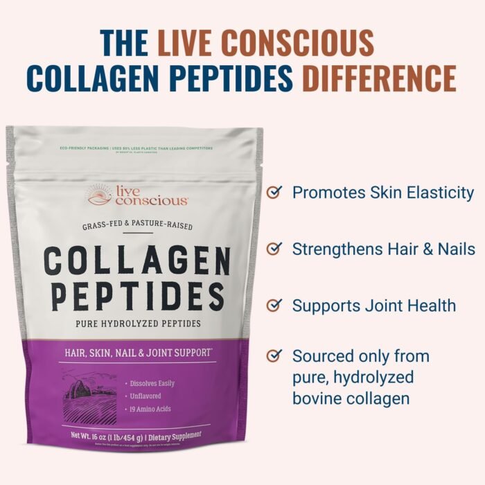 Collagen Peptides Powder - Naturally-Sourced Hydrolyzed Collagen Powder - Hair, Skin, Nail, and Joint Support - Type I & III Grass-Fed Collagen Supplements for Women and Men - 41 Servings - 16oz - Image 4