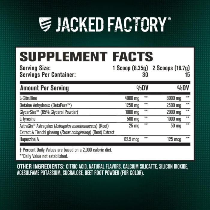 Jacked Factory Pumpsurge Caffeine Free Pre Workout for Men & Women - Nootropic Booster & Stim Free Pre Workout - Intense Pumps, Enhanced Focus - 30 Servings, Strawberry Lemonade - Image 8