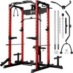 Mikolo Power Cage, Power Rack with LAT Pulldown, 1200 Pounds Capacity Workout Cage with More Training Attachments, Squat Rack for Home Gym, F4 Versions - Image 2
