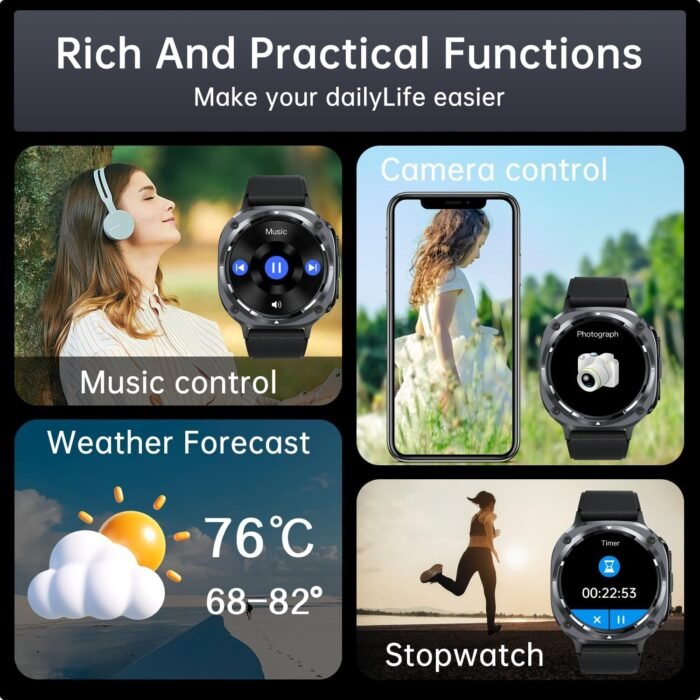 Smart Watch for Men Fitness Tracker: Bluetooth Make Answer Call Digital Mens Watches Waterproof Running Smartwatch for Android Phones iPhone Samsung Compatible Sleep Heart Rate Monitor Step Pedometer - Image 6