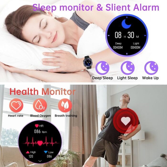 Smart Watch for Men Fitness Tracker: Bluetooth Make Answer Call Digital Mens Watches Waterproof Running Smartwatch for Android Phones iPhone Samsung Compatible Sleep Heart Rate Monitor Step Pedometer - Image 4