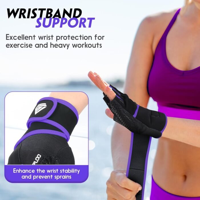 Workout Gloves Gym Gloves Weight Lifting Gloves for Men Women with Full Palm Pad,Strong Wrist Wraps Support,Enhanced Grip,for Fitness,Training,Weightlifting,Exercise - Image 3