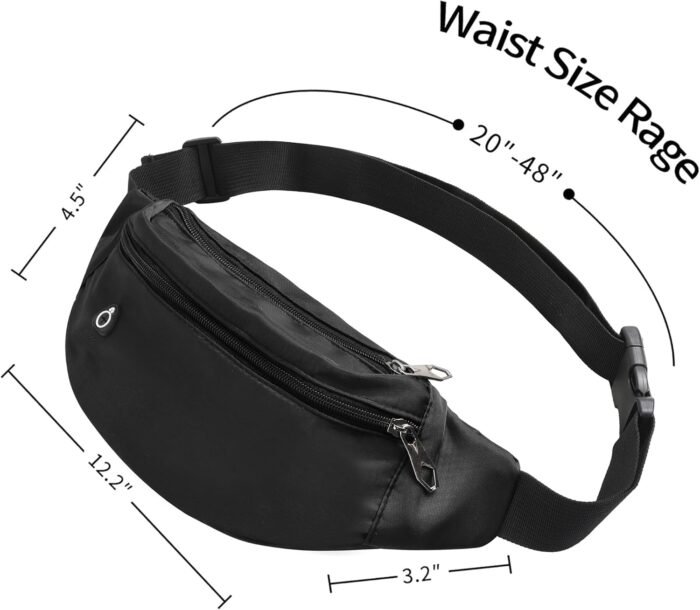 Fanny Pack For Women And Man Crossbody Bag Cross body Bag With Adjustable Strap For Travel Running Hiking Walking Workout Black - Image 5