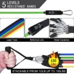 Resistance Bands Set, Exercise Bands, Work Out Bands with Handles, Up to 150lbs, Color Coded Exercise Bands, Exercise Guide, Storage Bag - Image 4
