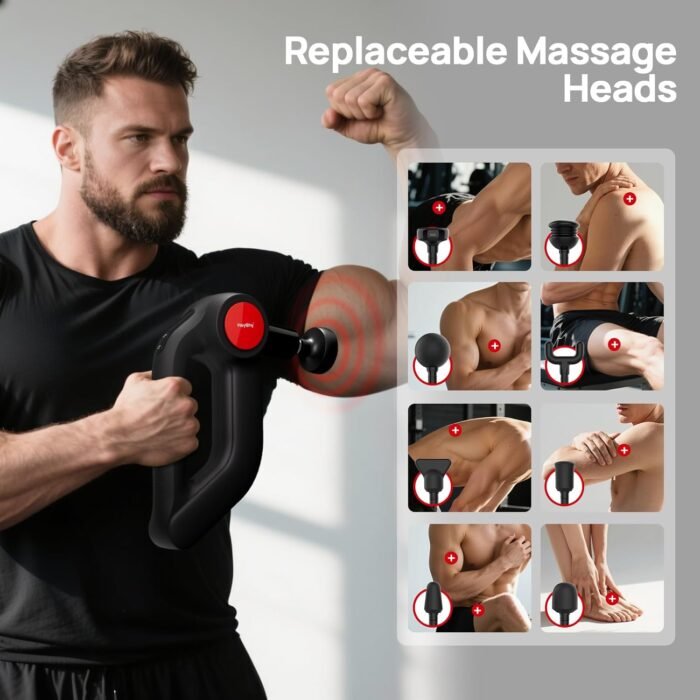 Massage Gun with Heat,Deep Tissue Massager with 12MM Amplitude, Professional Massager for Pain Relief,Portable Percussion Muscle Massage Gun for Back, 2025 Gifts,FSA/HSA Eligible - Image 6