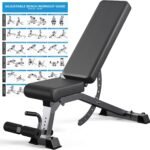 192-Setting Adjustable Weight Bench, 1200LB Heavy Duty Workout Bench for Home Gym, Commercial Incline-Flat-Decline Bench Press for Full Body Fitness, 4 Suitable Leg Rest Gears with Fully Upright Backrest - Image 8
