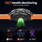Smart Watch (Call/Notification),1.52'' Military Smart Watches for Men, Two Style Kits,Flashlight,100+Sport Modes/Heart Rate/Sleep Monitor/Pedometer, Fitness Tracker Android Phones iPhone Compatible - Image 7