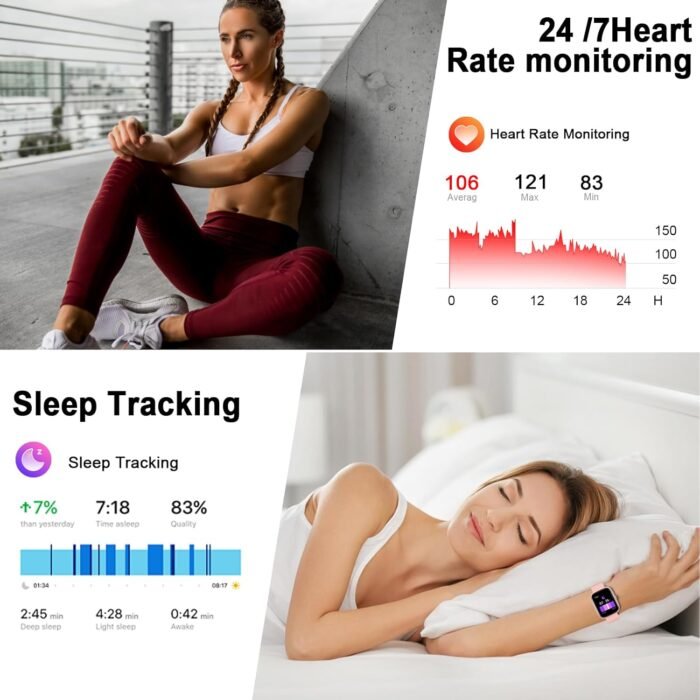 Smart Watch for Women, 1.91"HD Smartwatch (Answer/Make Call), 2025 Fitness Activity Trackers Heart Rate/Sleep Monitor/SpO2, Pedomete IP68 Waterproof,110+ Sport Mode, Watches Women for Android iOS Pink - Image 6