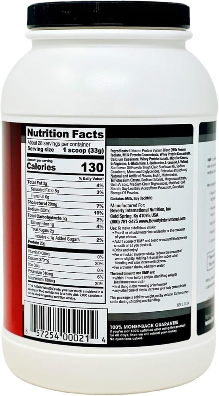 Beverly International UMP Protein Powder, Vanilla. Unique Whey-Casein Ratio Builds Lean Muscle. Easy to Digest. No Bloat. (32.8 oz) 2lb .8 oz - Image 5