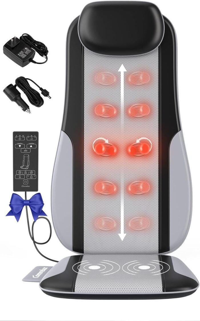 Shiatsu Back Massager with Heat, Massager Chair Pad for Pain Relief Deep Tissue with Smart Timer, Kneading Seat Cushion Vibration for Office, Home, and Travel Use - Image 2
