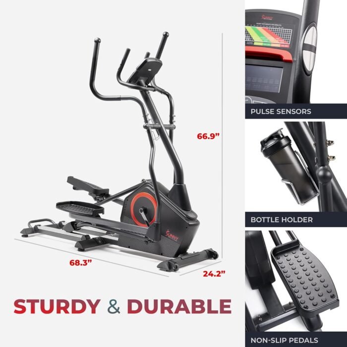 Sunny Health & Fitness Full Body Workout Elliptical Trainer with Digital Performance Monitor, Low Impact Exercise, and Optional Bluetooth with Exclusive SunnyFit App - Image 7