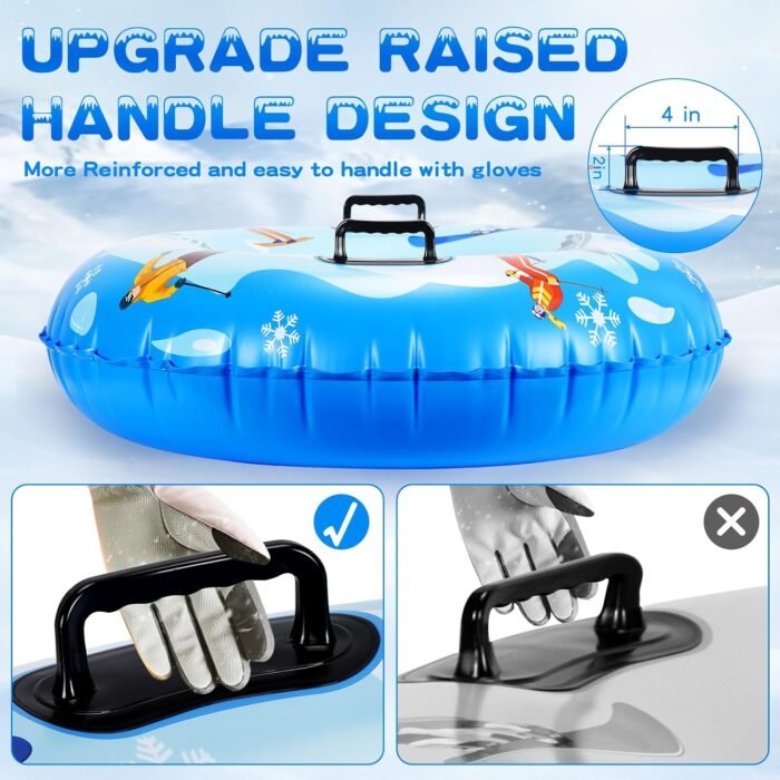 40’’ Snow Tube, Inflatable Snow Tubes for Kids & Adults, Thickened Heavy Duty Sled with Cold-Resistant PVC and Raised Handle, Winter Toys for Outdoor Sledding, Christmas Snow Sleds Gift - Image 7