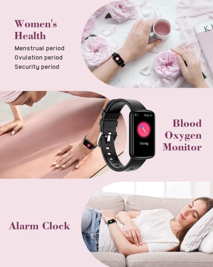 Fitness Watches for Women, LYNN2 Fitness Tracker with Heart Rate Monitor Blood Oxygen/Sleep Tracker Pedometer, Slim Step Tracker Watch for iOS/Android Phones Waterproof (Black) - Image 9