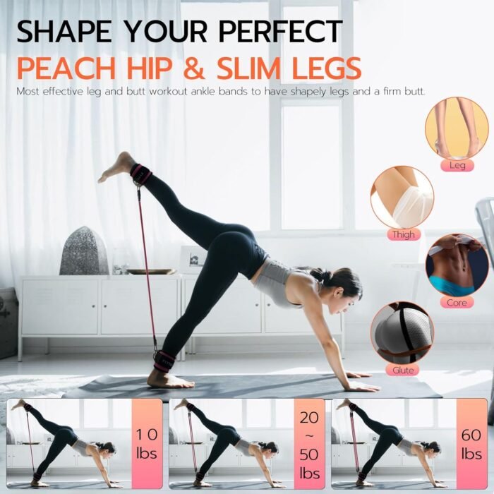 Ankle Resistance Bands with Cuffs, Women Workout for Home Gym, Glutes Exercise at Home, Ankle Strap for Cable Machines Women, Shaping The Perfect Butt. - Image 6