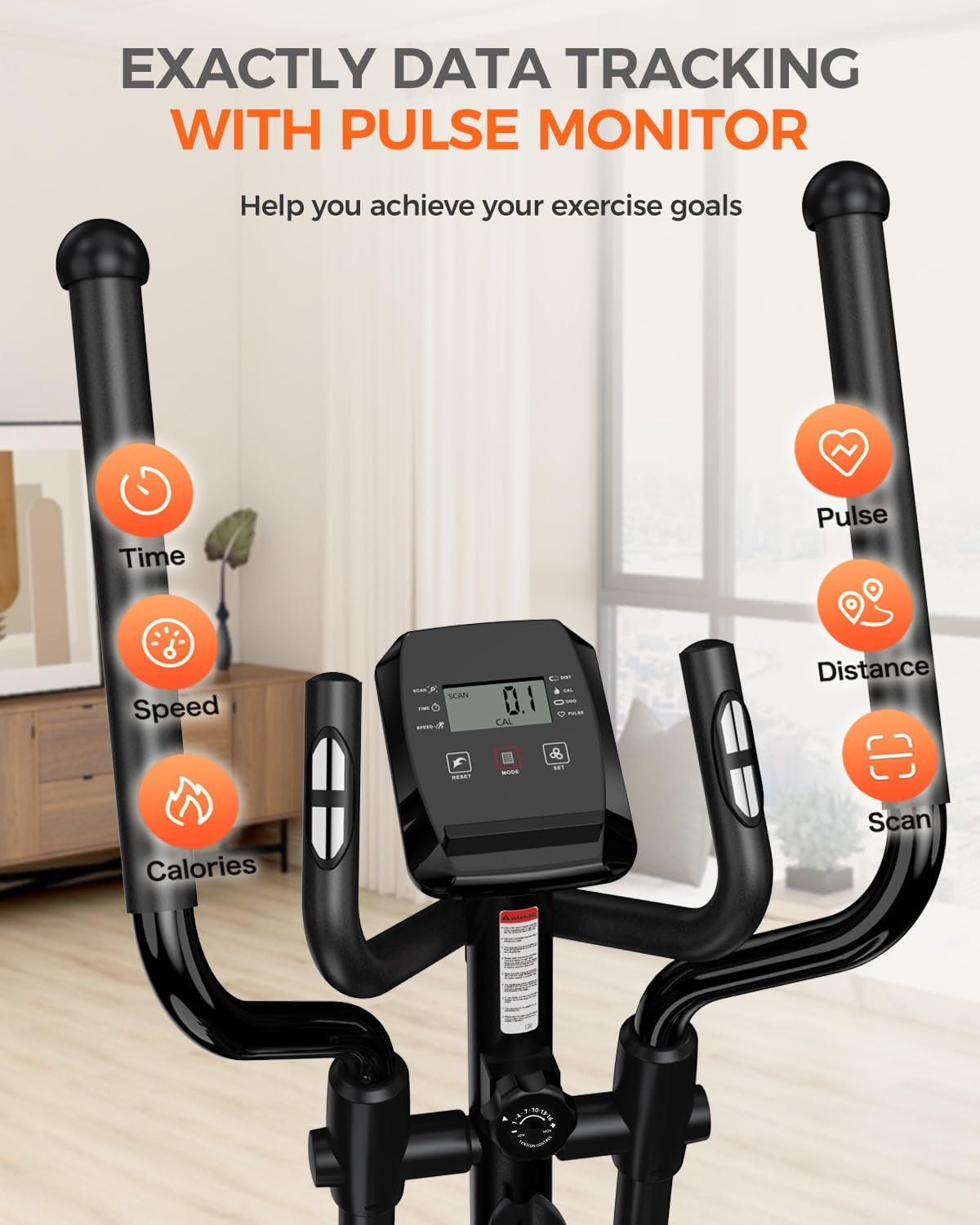 pooboo Elliptical Machine, Elliptical Exercise Machine with16-Level Resistance & Hyper-Quiet Magnetic Driving System, Elliptical Machine for Home with LCD Monitor&15.5IN Stride, 400LBS Weight Capacity - Image 6