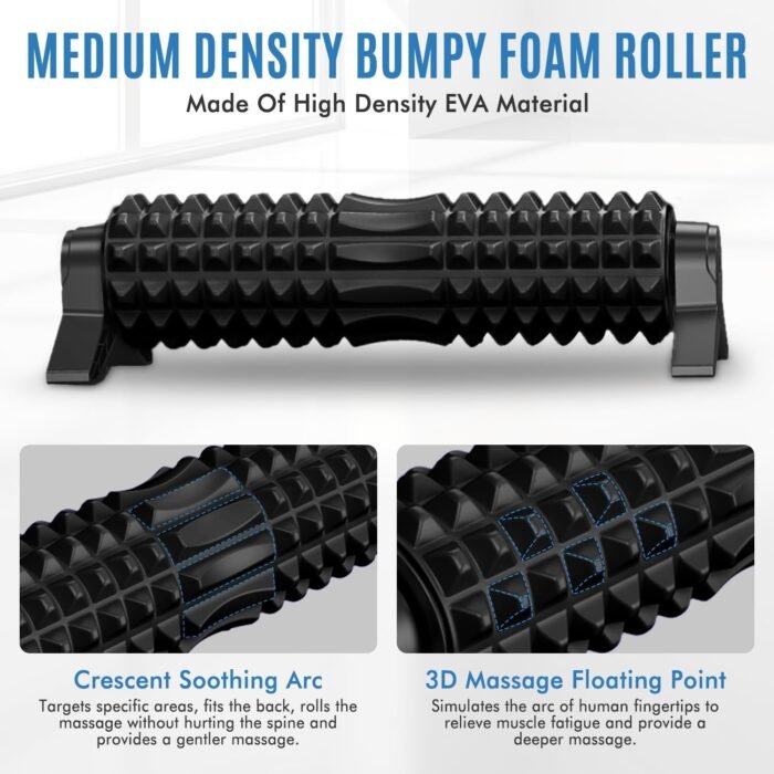 Trigger Point Foam Roller with Stand, 18 Inch Medium Density Foam Roller Long Yoga Roller Foam Exercise Roller for Physical Therapy, Muscles Deep Tissue, Pilates, Back Pain and Muscle Recovery (Black) - Image 6