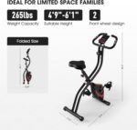 Exercise Bike 3 IN 1 Stationary Bike Folding Exercise Bike with 8-Level Adjustable Resistance Comfortable Seat Cushion LCD Monitor 265 lbs Weight Capacity for Home Gym Workout - Image 8