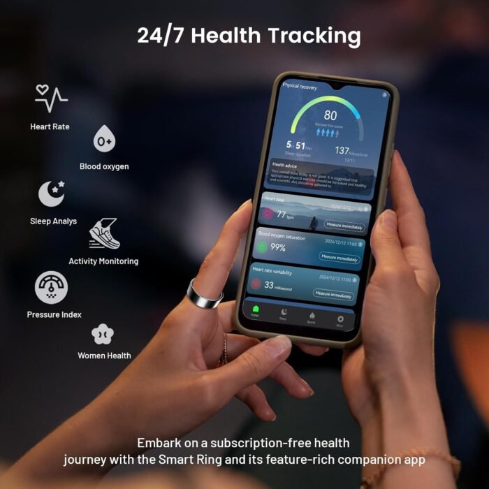 Smart Ring for Women & Men, Smart Ring Health Tracker, Blood Oxygen & Heart Rate Monitor Sleep Ring, Waterproof Fitness Ring, Long Lasting Battery Smart Rings (Gold, #8) - Image 3