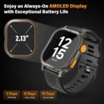 Smart Watch, Activity Tracker, Heart Rate Monitor, Voice Control, Notifications, Cycle Tracking, Time Display, Phone Call, Alarm Clock 2.13‘’ AMOLED 5ATM Waterproof 45mm N M (Tactical, Black) - Image 4