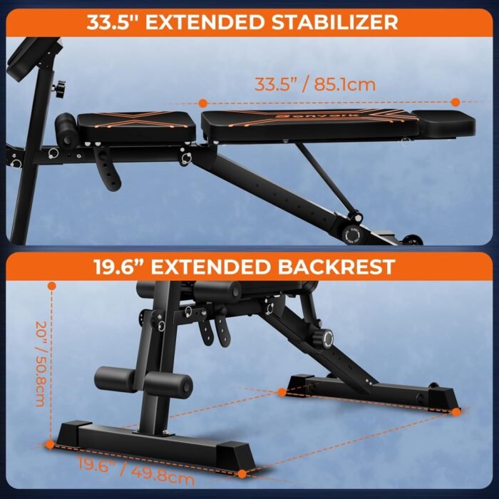 900LBS Adjustable Weight Bench, Multi-Functional Workout Bench Press with Preacher Curl Pad for Home Gym Exercise, Roman Chair Ab for Hyper Back Extension, Flat Incline Decline Bench for Full Body - Image 8