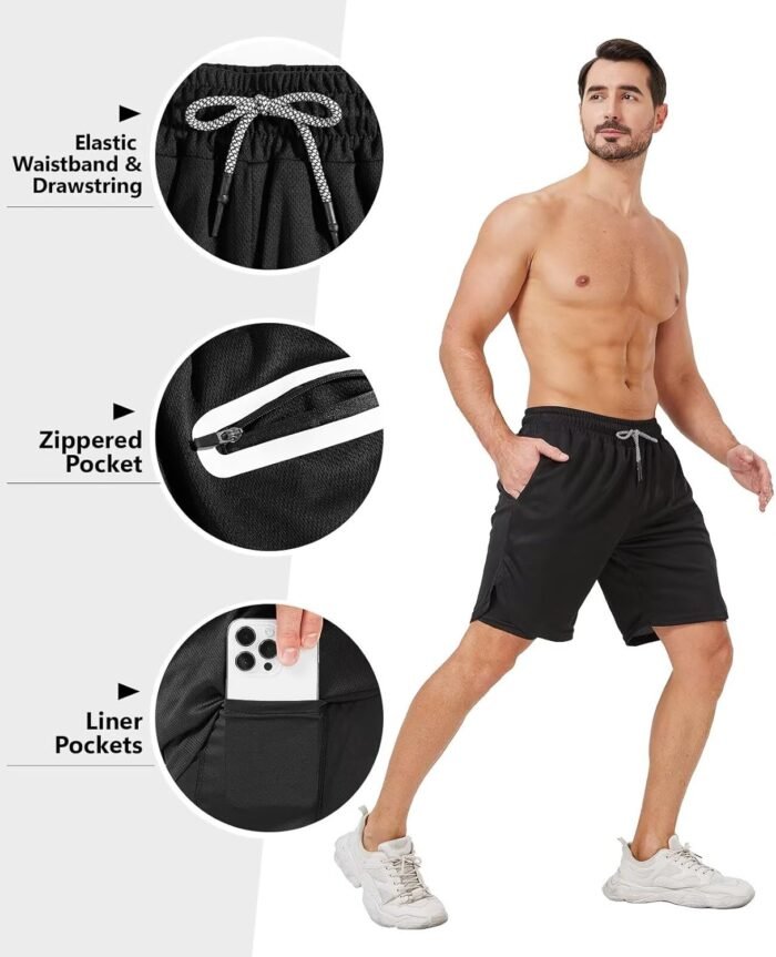 3 Pack Men's 2 In1 Gym Shorts Men with Pockets 7 inch Workout Shorts Men Running Shorts with Liner&Towel Loop - Image 5