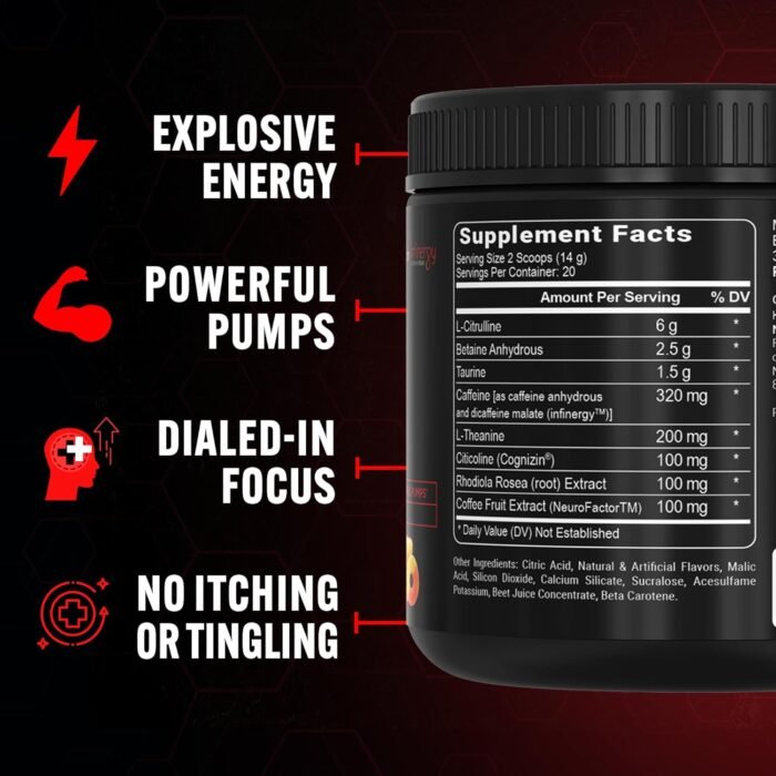 PEScience Prolific Pre Workout Powder for Men & Women with L Citrulline Nitric Oxide Booster, Energy Powder & Nootropic for Focus – Preworkout Without Beta Alanine – 40 Scoops, Melon Berry Twist - Image 5