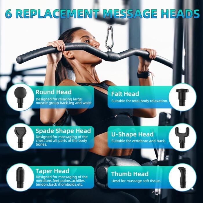 Deep Tissue Massage Gun Portable, Percussion Massage Gun with 7 Levels & 6 Massage Heads, Electric Massager for Muscles Pain Relief, Gifts for Men Women Athletes for Sports and Relaxation - Image 6