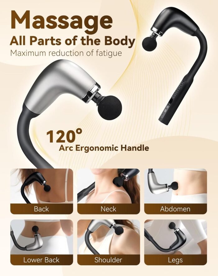 Rocuma Massage Hammer, 2025 Upgraded Massager Hammer with Extension Handle, Portable 10mm Massage Gun Deep Tissue Massager with 4 Heads & 9 Speed Levels, Rocuma for Pain Relief Deep Tissue (Black) - Image 4