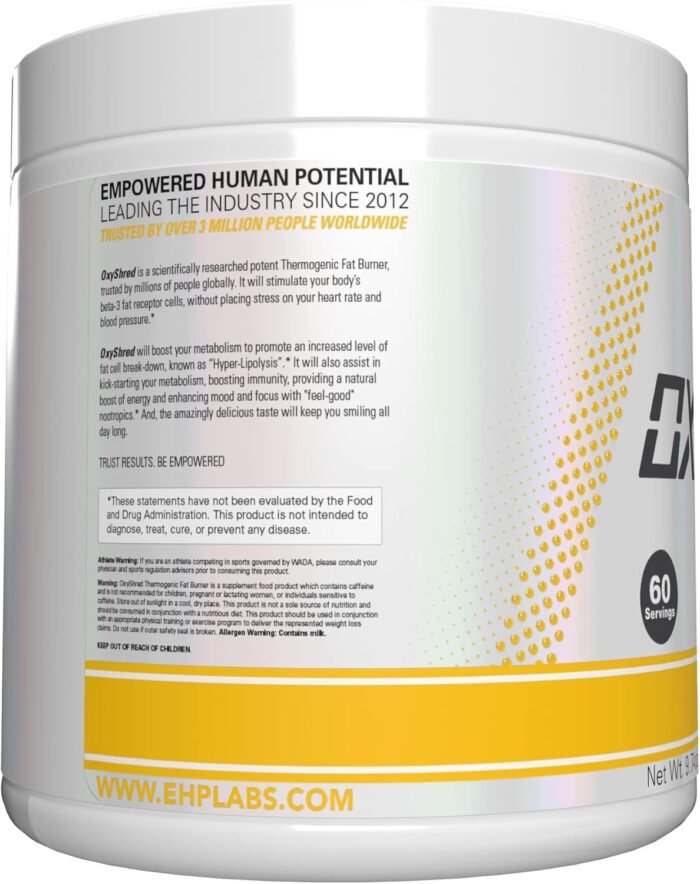 EHP Labs OxyShred Pre Workout Powder - Preworkout Powder with L Glutamine & Acetyl L Carnitine, Energy Boost Drink - Mango, 60 Servings - Image 3