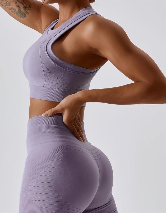 ABOCIW Womens Seamless Workout Sets Racerback Sports Bra Crop Tank Top High Waist Leggings 2 Piece Gym Yoga Outfits - Image 5