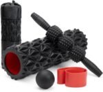 5 in1 Foam Roller Set, Trigger Point Foam Roller, Massage Roller Stick, Massage Ball, Resistance Band for Deep Muscle Massage Pilates Yoga,Fitness Exercise for Whole Body (Pure Black) - Image 10