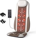 Shiatsu Back Massager with Heat, Massage Chair Pad Seat Cushion for Stress Relief, Deep Tissue Kneading & Roller, 2 Vibration Motors, Back Waist Hip Massager, PU Leather, with 2 Adapters - Image 2
